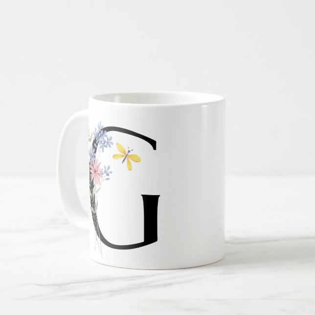 Buchstabe G mit Blumen Kaffeetasse (Vorderseite Links)