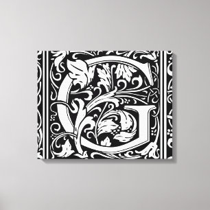 Buchstabe G Mittelalterliche Monogramm-Kunst Art N Leinwanddruck