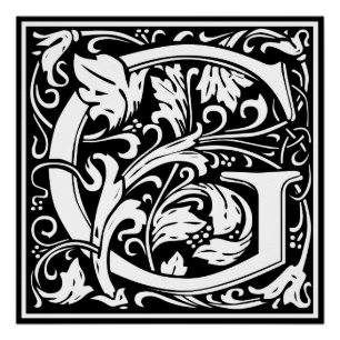 Buchstabe G Mittelalterliche Monogramm-Kunst Art N Poster