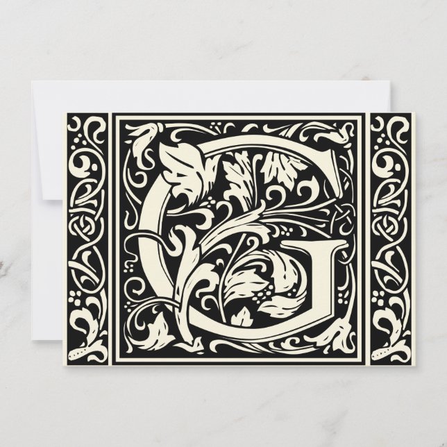 Buchstabe G Mittelalterliches Monogramm Art Nouvea Einladung (Vorderseite)