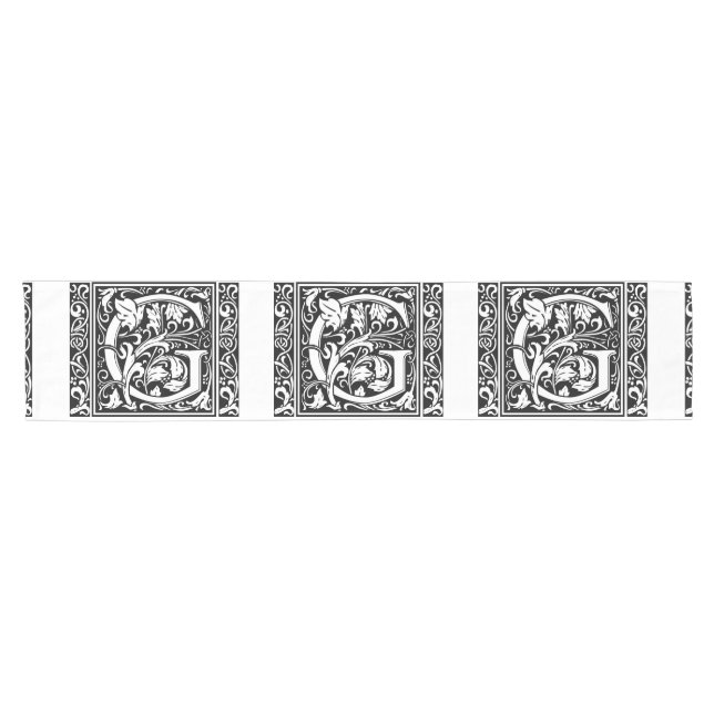 Buchstabe G Mittelalterliches Monogramm Art Nouvea Kurzer Tischläufer (Horizontal)