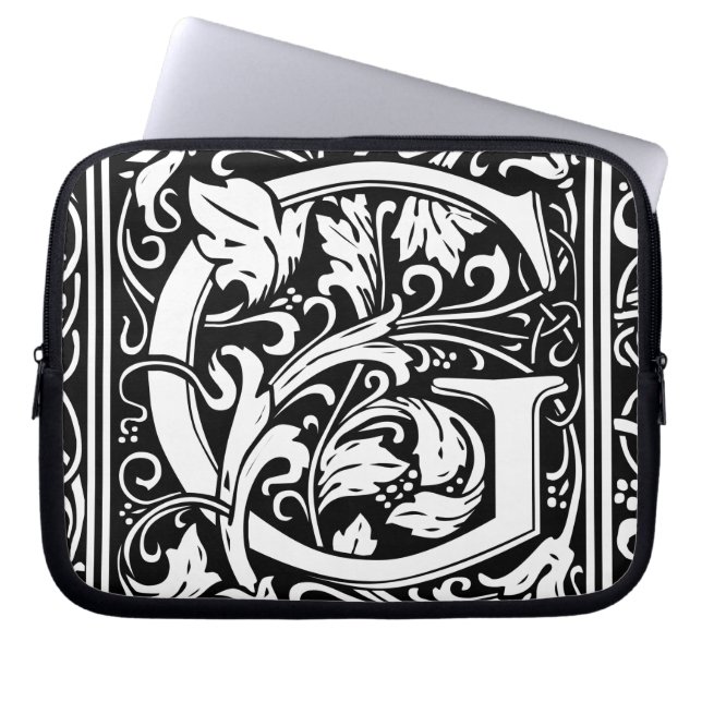 Buchstabe G Mittelalterliches Monogramm Art Nouvea Laptopschutzhülle (Vorderseite)
