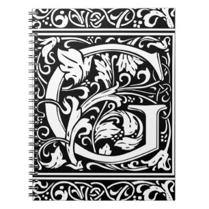 Buchstabe G Mittelalterliches Monogramm Art Nouvea Notizblock