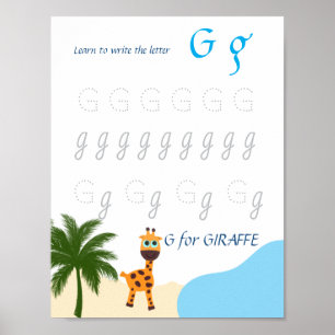 Buchstabe G Nachspurposter für Kinder Poster