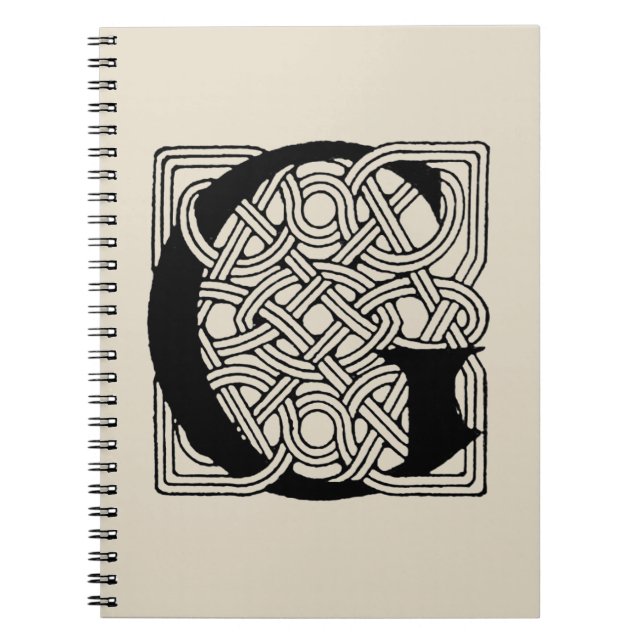 Buchstabe G Vintag keltische Knoten Monogramm Notizblock (Vorderseite)