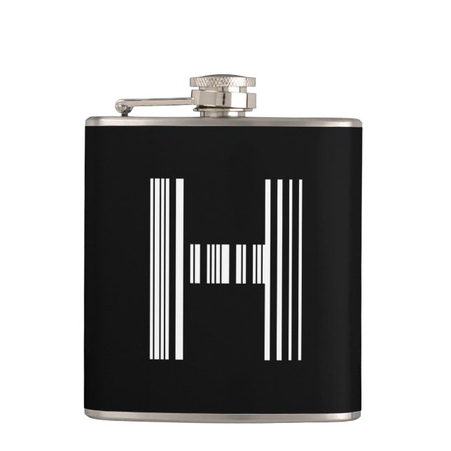 BUCHSTABE H BAR CODE Erstes Anfangsbuchstaben-Barc Flachmann (Vorderseite)