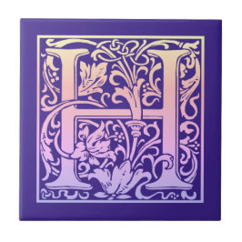 Buchstabe H Farbiger Vintager erster Buchstabe Gra Fliese