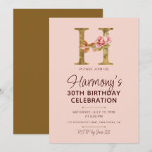 Buchstabe H Gold Monogramm Blush Rosa Rosen