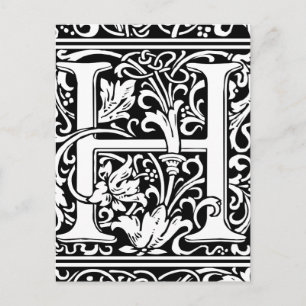 Buchstabe H Mittelalterliche Monogramm-Kunst Art N Postkarte