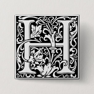 Buchstabe H Mittelalterliches Monogramm Vintage In Button