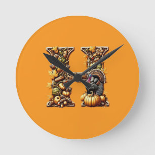 Buchstabe H Thanksgiving-Geschenkstil  Runde Wanduhr