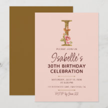 Buchstabe I Gold Monogramm Blush Rosa Rosen
