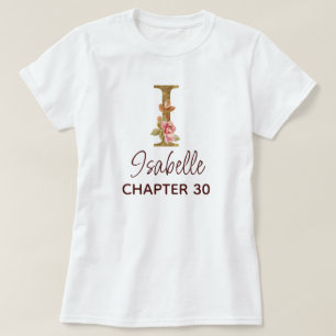 Buchstabe I Gold Monogramm Blush Rosa Rosen Geburt T-Shirt