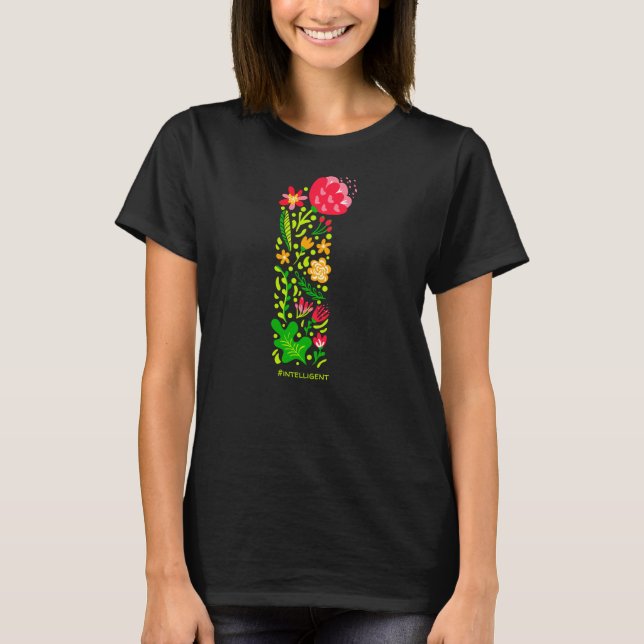Buchstabe I im T - Shirt Blume (Vorderseite)