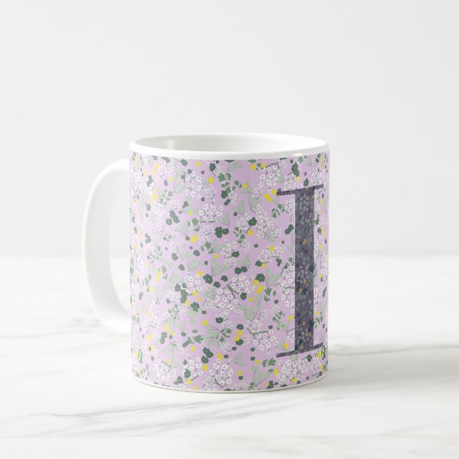 Buchstabe I Licht der lila Freiheit Kaffeetasse (Vorderseite Links)