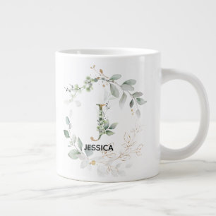 Buchstabe 'J' Anfangsbuchstabe Grünfläche mit Na Jumbo-Tasse
