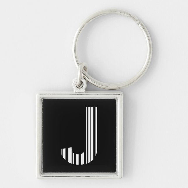 BUCHSTABE J BARCODE Erstes Anfangsbuchstaben-Barco Schlüsselanhänger (Vorne)