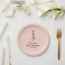 Buchstabe J Gold Monogramm Blush Rosa Rosen