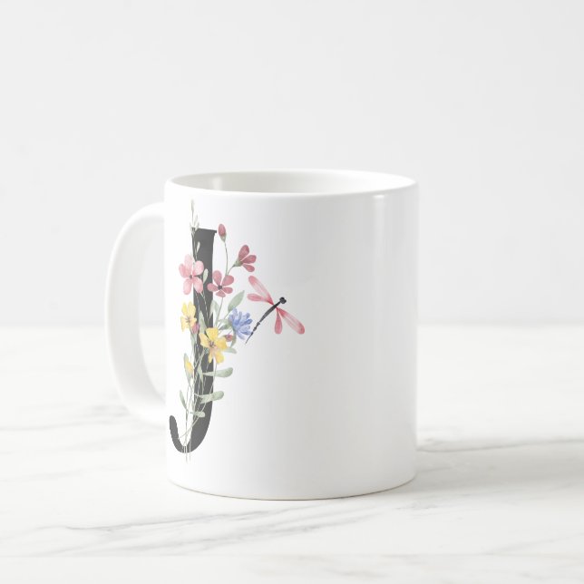 Buchstabe J mit Blumen Kaffeetasse (Vorderseite Links)