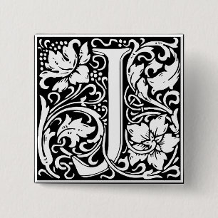Buchstabe J Mittelalterliche Monogramm-Kunst Art N Button