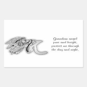 Buchstabe K-Engel-Monogramm-Alphabet Rechteckiger Aufkleber