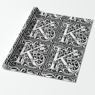 Buchstabe K Mittelalterliche Monogramm-Kunst Art N Geschenkpapier