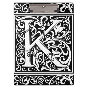 Buchstabe K Mittelalterliche Monogramm-Kunst Art N Klemmbrett