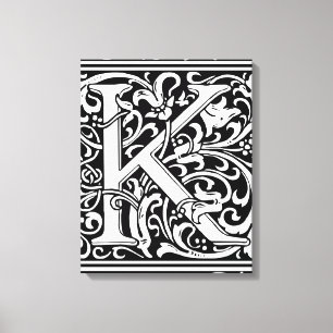 Buchstabe K Mittelalterliche Monogramm-Kunst Art N Leinwanddruck