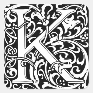 Buchstabe K Mittelalterliche Monogramm-Kunst Art N Quadratischer Aufkleber