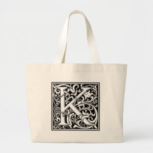 Buchstabe K Mittelalterliches Monogramm Vintage In Jumbo Stoffbeutel