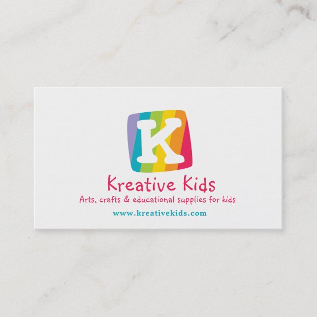Buchstabe K scherzt bunte Block-Visitenkarte Visitenkarte (Vorderseite)
