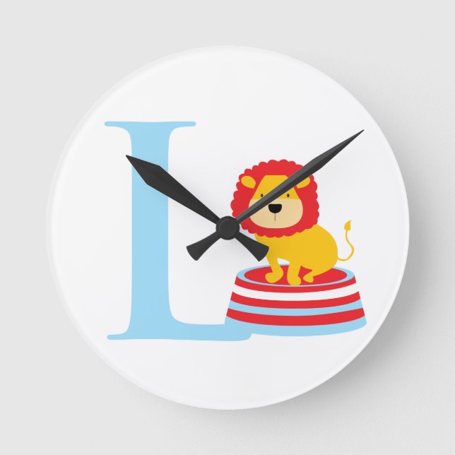 Buchstabe L Anfangszeit Runde Wanduhr (Vorderseite)