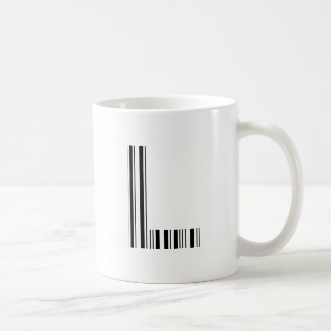 BUCHSTABE L BARCODE Erstes Anfangsbarcode-Muster Kaffeetasse (Rechts)