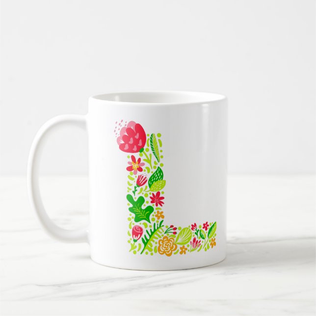 Buchstabe L in Blume Kaffeemaschine Tasse (Links)