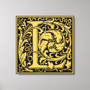 Buchstabe L Mittelalterliche Monogramm-Kunst im Ju Leinwanddruck