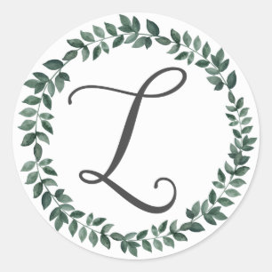 Buchstabe L Monogramm Minimalistischer Botanischer Runder Aufkleber
