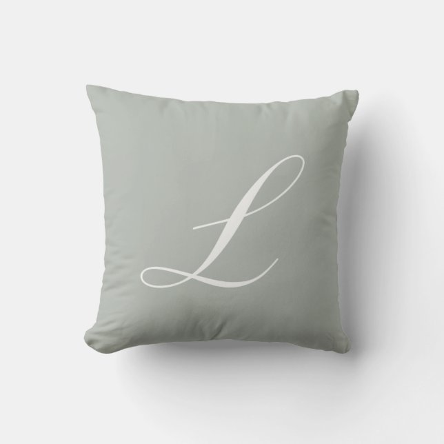 Buchstabe L silbernes Grau-Monogramm-Kissen Kissen (Vorderseite)