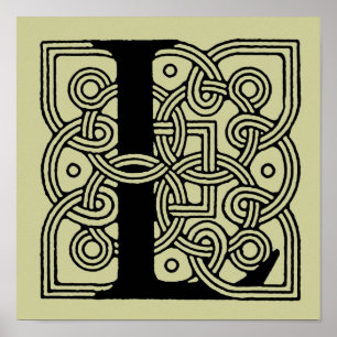 Buchstabe L Vintage-Keltischer Knoten-Monogramm Poster