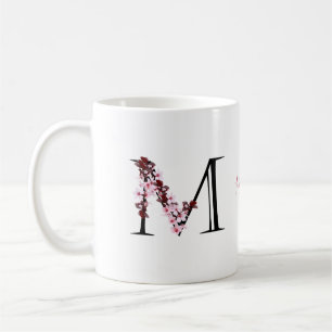Buchstabe M, Cherry Blossom   Monogramm-Skriptname Kaffeetasse
