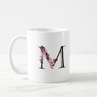 Buchstabe M, Cherry Blossom | Monogramm-Skriptname Kaffeetasse
