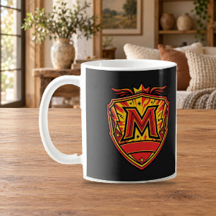 Buchstabe M Held-Krone-Schild-Monogramm-Tasse Kaffeetasse