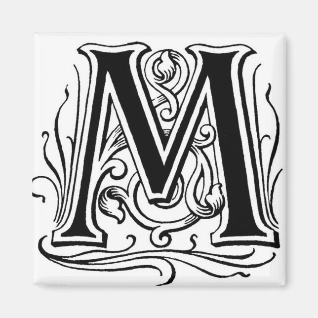 Buchstabe "M" in Schwarz - Schwarz Magnet (Vorne)