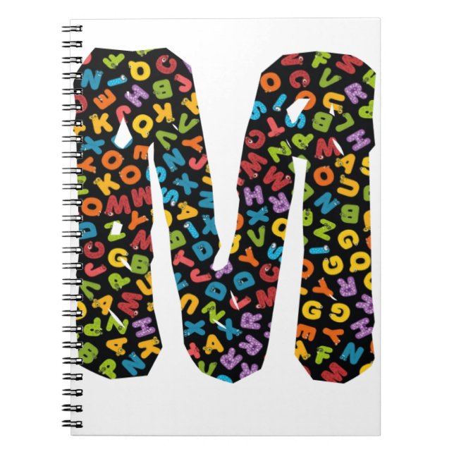 Buchstabe M mit Alphabet verziert Notizblock (Vorderseite)
