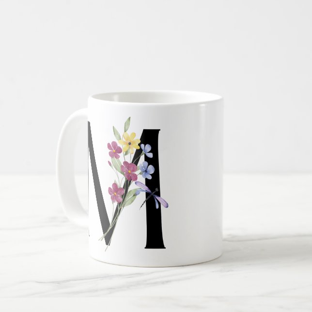 Buchstabe M mit Blumen Kaffeetasse (Vorderseite Links)