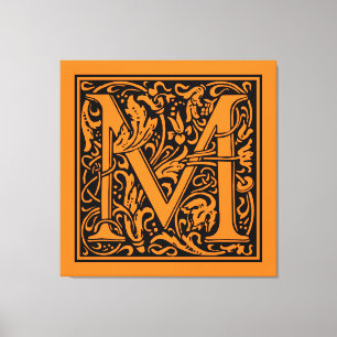 Buchstabe M Mittelalterliche Monogramm-Kunst im Ju Leinwanddruck