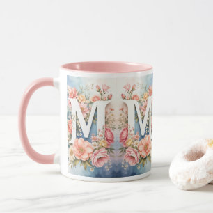 Buchstabe M Monogramm Floral Elegant Vintage Tasse