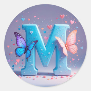 Buchstabe M Personalisiertes Geschenk, Whimsical-N Runder Aufkleber