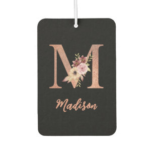 Buchstabe M Rosafarben Glitter Blumenmonogramm Autolufterfrischer