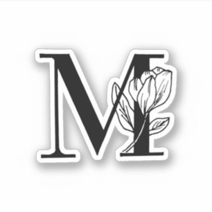 Buchstabe M - Rose Aufkleber