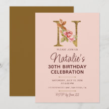 Buchstabe N Gold Monogramm Blush Rosa Rosen